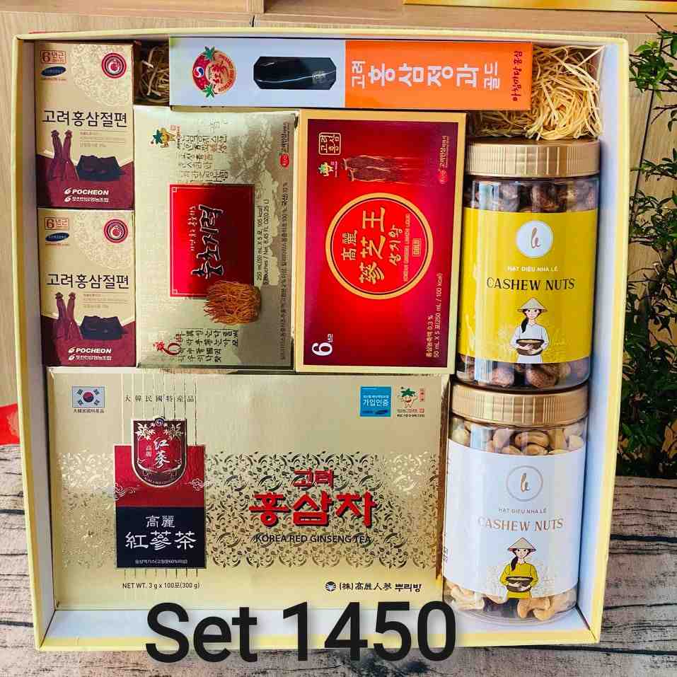 Set quà  hồng sâm Hàn Quốc và hạt dinh dưỡng cao cấp mã 1450