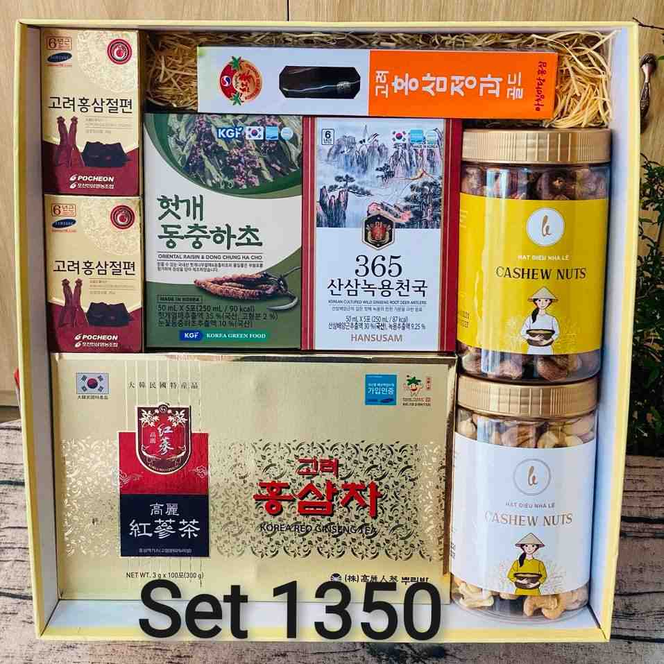 Set quà cao cấp kết hợp hạt và nhân sâm Hàn Quốc chính hãng mã 1350